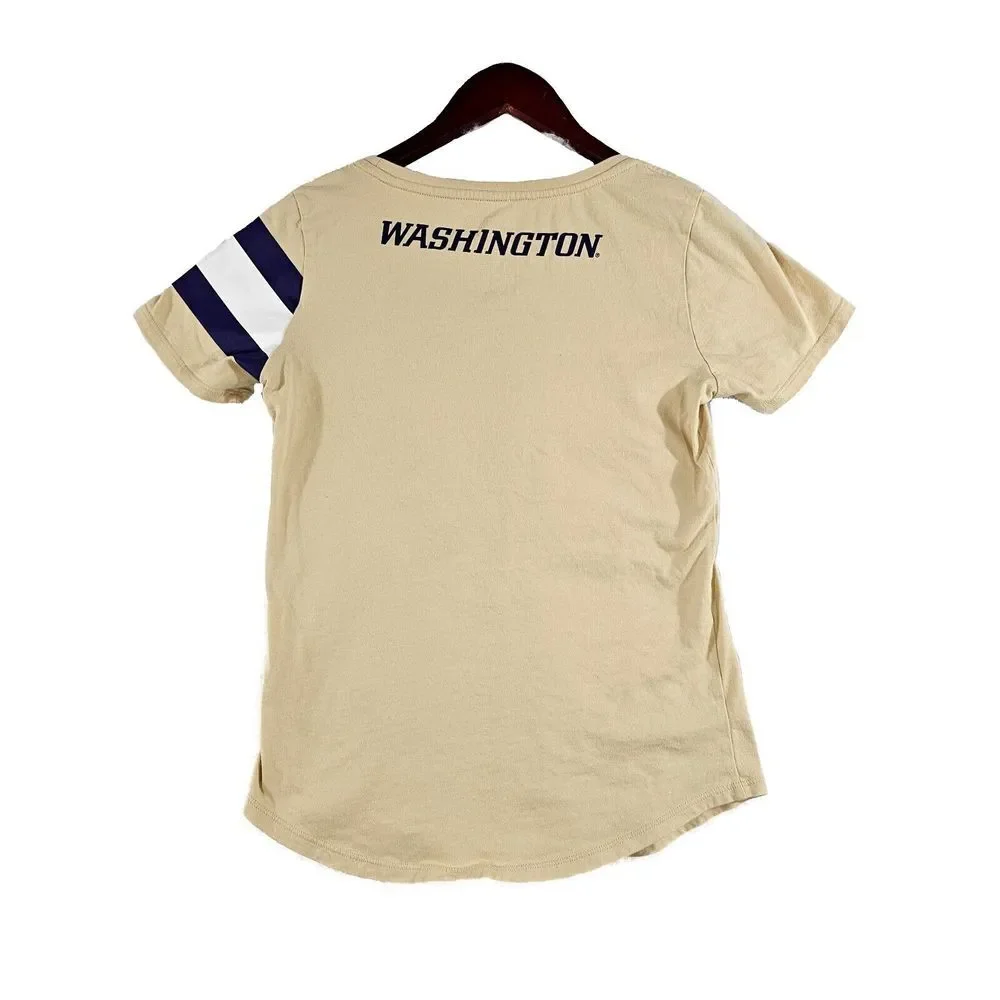 The Nike Tee Womens Washington University W Chest Logo Scoop Neck‎ Beige Small
